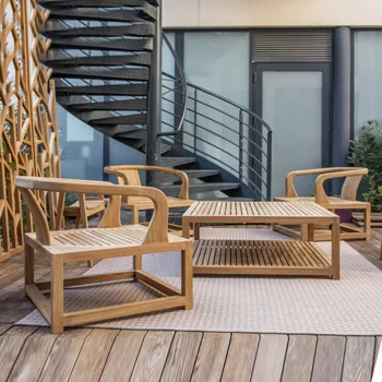 Vonkajšie voľný čas masívneho dreva gauč tabuľka nastavenia terasa nový Čínsky štýl vila záhrada záhrada high-end nábytok