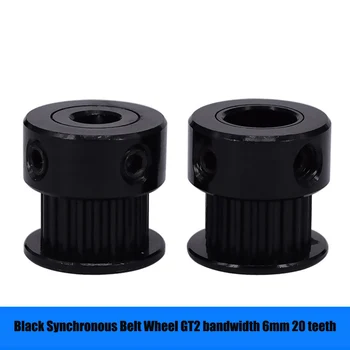 P20-2GT-6-P5 Black Synchrónne Pás Kolesa GT2 šírka Pásma 6 mm 20 Zubov Vŕtania 5 mm Pre 3D Tlačiarne Príslušenstvo