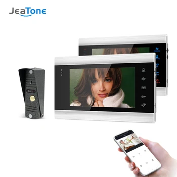 Jeatone 7 Palcový Bezdrôtový Wifi Smart Video Dvere, Telefón, Intercom Systém s 2 Nočné Videnie Monitor + 1x720P Zvonček Fotoaparát