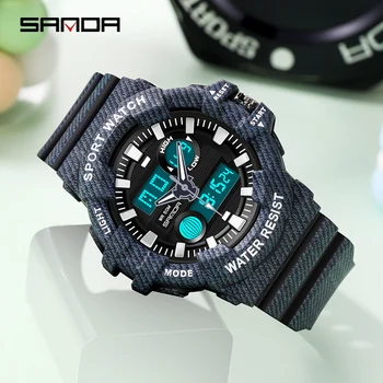 SANDA nové 3038 kovboj elektronické hodinky športové mužov a ženy fashion LED hodinky vodotesné voľný čas originalitu hodiniek