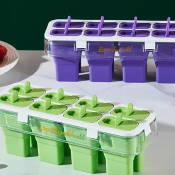 8 Mriežky Popsicles Formy Skladacia Opakovane Ice Cream Popsicle Formy DIY Domáce Jednoduché Uvoľnenie Ľadu Pop, Aby Pre Strany, Jogurt, Šťavy